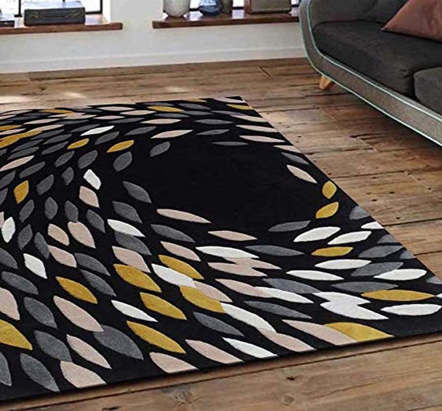 Image of Embossed Handmade GH Wool Thick Geometrical Carpet is a Stylish and Practical Addition to Any Living Room 6X8