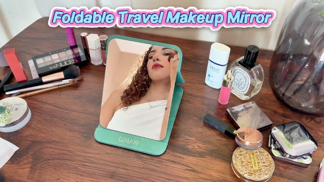 Espejo de maquillaje portátil plegable rectangular 8.4x6 in miniatura 7