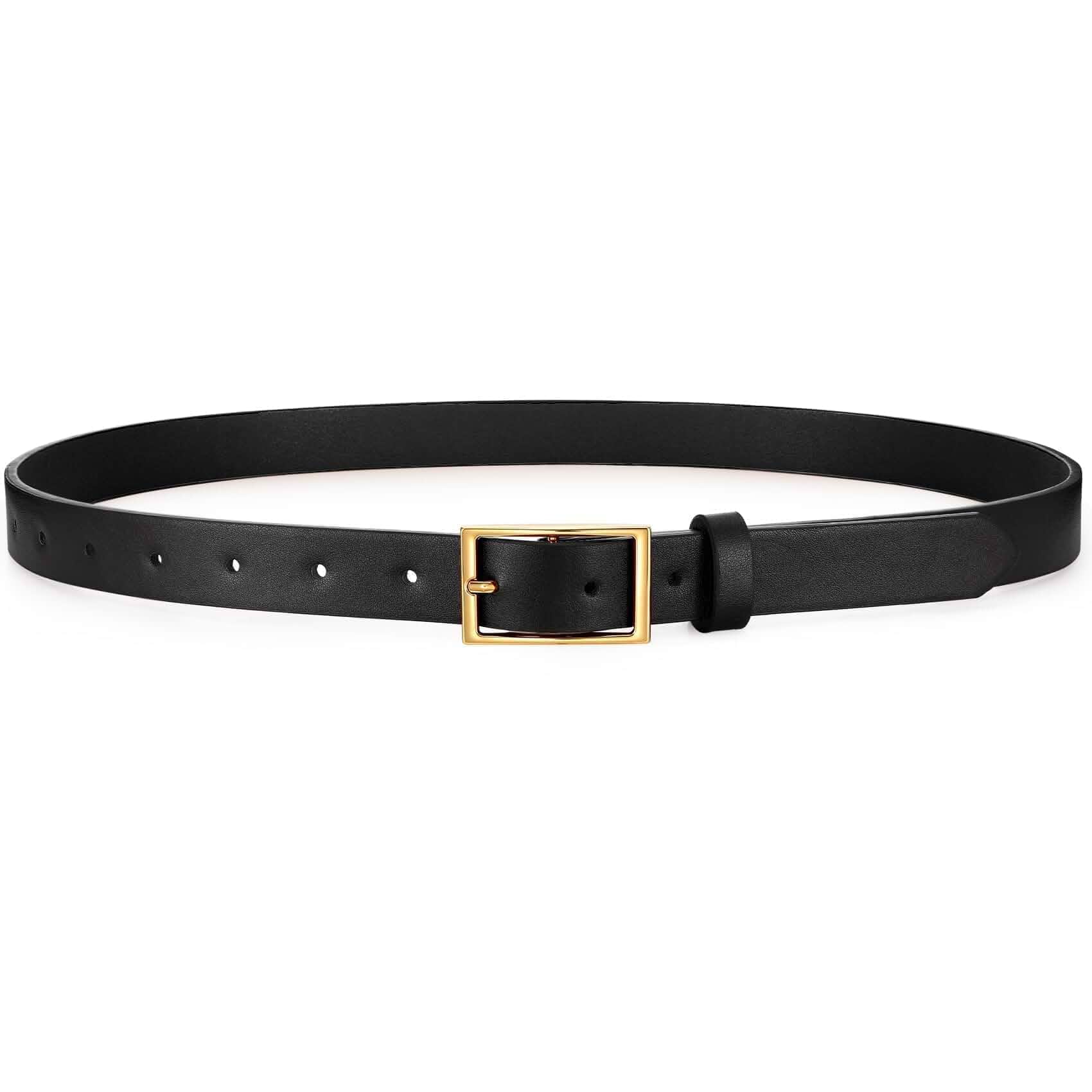 WHIPPY Women Skinny Leather Belt Thin Waist Belt for Jeans Pants Dresses Fashion Ladies Belt with Gold Buckle