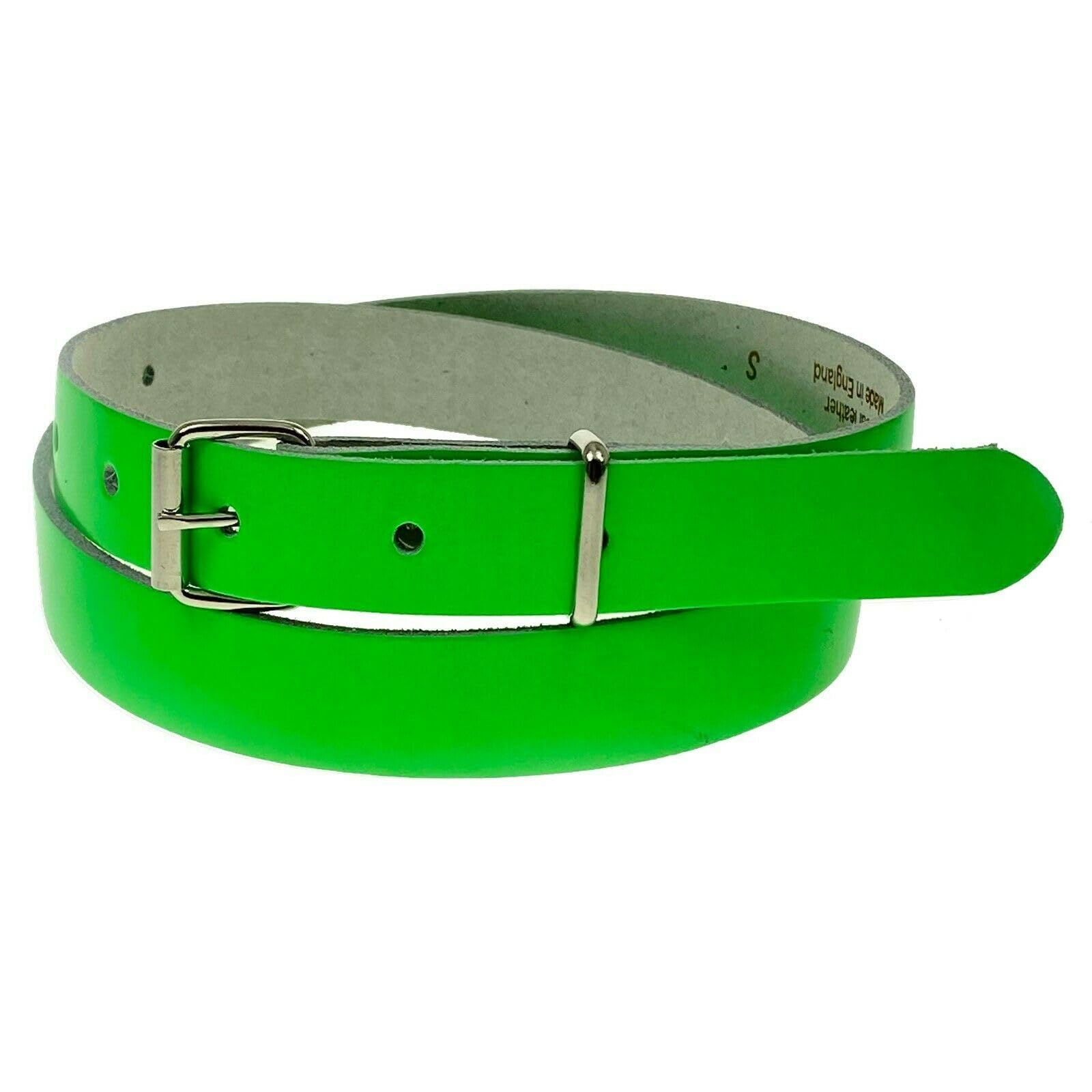 BULLET 69 LADIES WOMEN'S 20MM THIN SKINNY 100% LEATHER WAIST BELT[F.Green,XLarge 40"-44"]