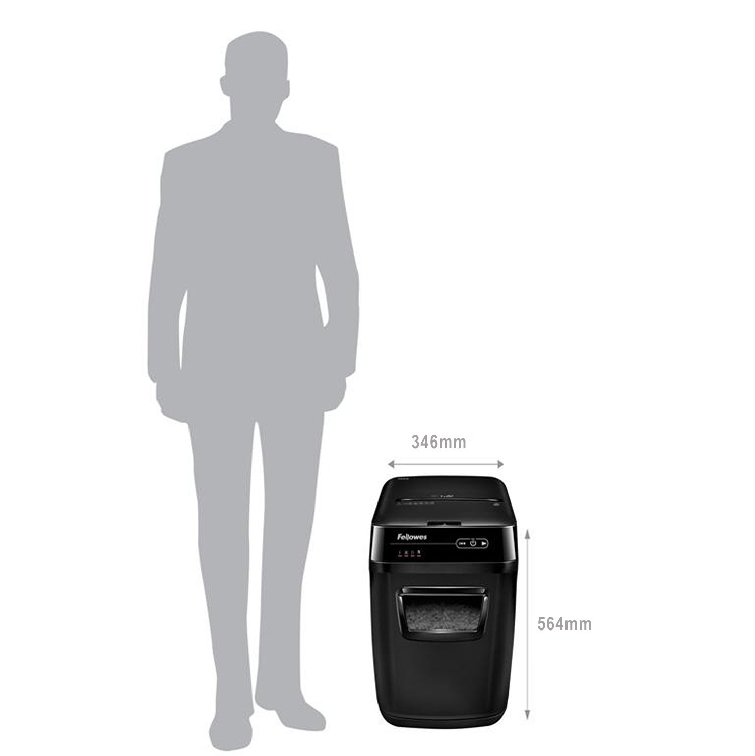 Fellowes Autofeed niszczarka do dokumentów Automax 200C, 4 x 38 mm cięcie cząstek (P-4), 200 arkuszy, dla 1-3 użytkowników w biurze lub domowym biurze, cicha praca dzięki SilentShred, niszczenie płyt