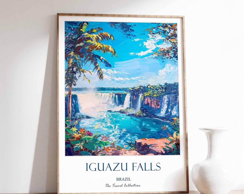 9 Iguazu Falls Travel Poster Iguazu Falls Print South America Travel Art South American Wall Art A4 Poster on Canvas - Wall Art Home Decor Movie Poster Canvas Film Cinema Retro Vintage Cult Classic N