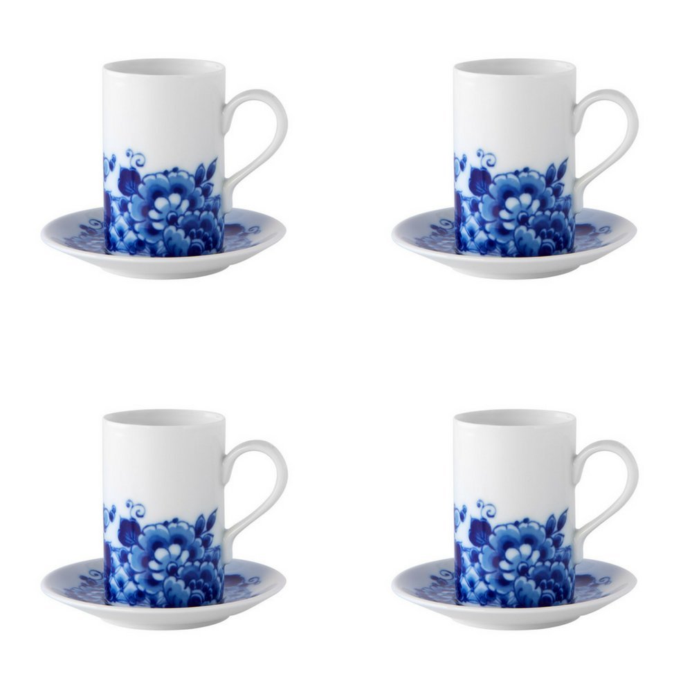 Vista Alegre Porcelain Blue Ming Set of 4 Coffee Cups and Saucers