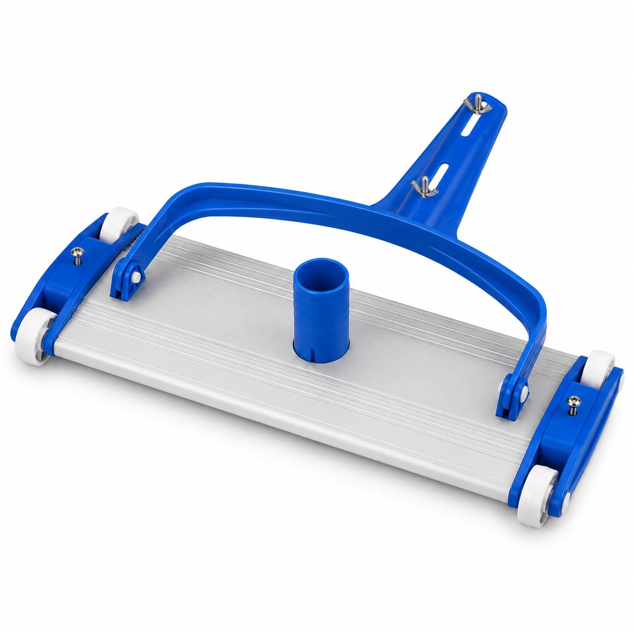 Limpiafondos de aluminio para piscina - Fijación palomilla - Cepillos de nylon - 4 ruedas - 45 cm Dpool