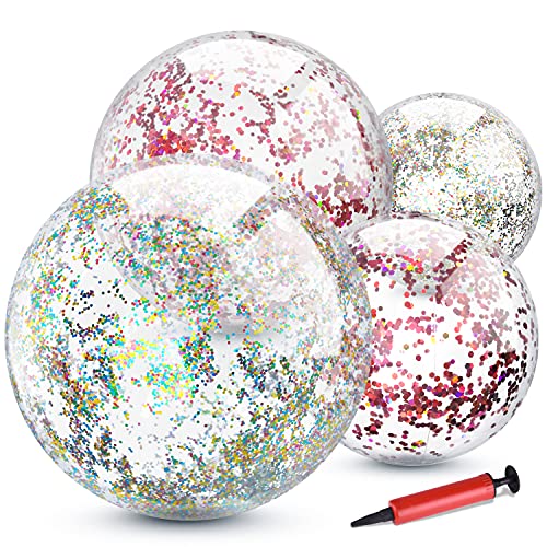 TUPARKA 4er Pack Glitter Wasserball für Sommer Beach Favor Pool Party Spielzeug mit Inflator TUPARKA 4er Pack Glitter Wasserball für Sommer Beach Favor Pool Party Spielzeug mit Inflator