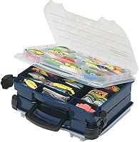 Plano Double Cover Two-Sided Tackle Box Organizer - 208 Compartments, LockJaw Latches, Retractable Handle