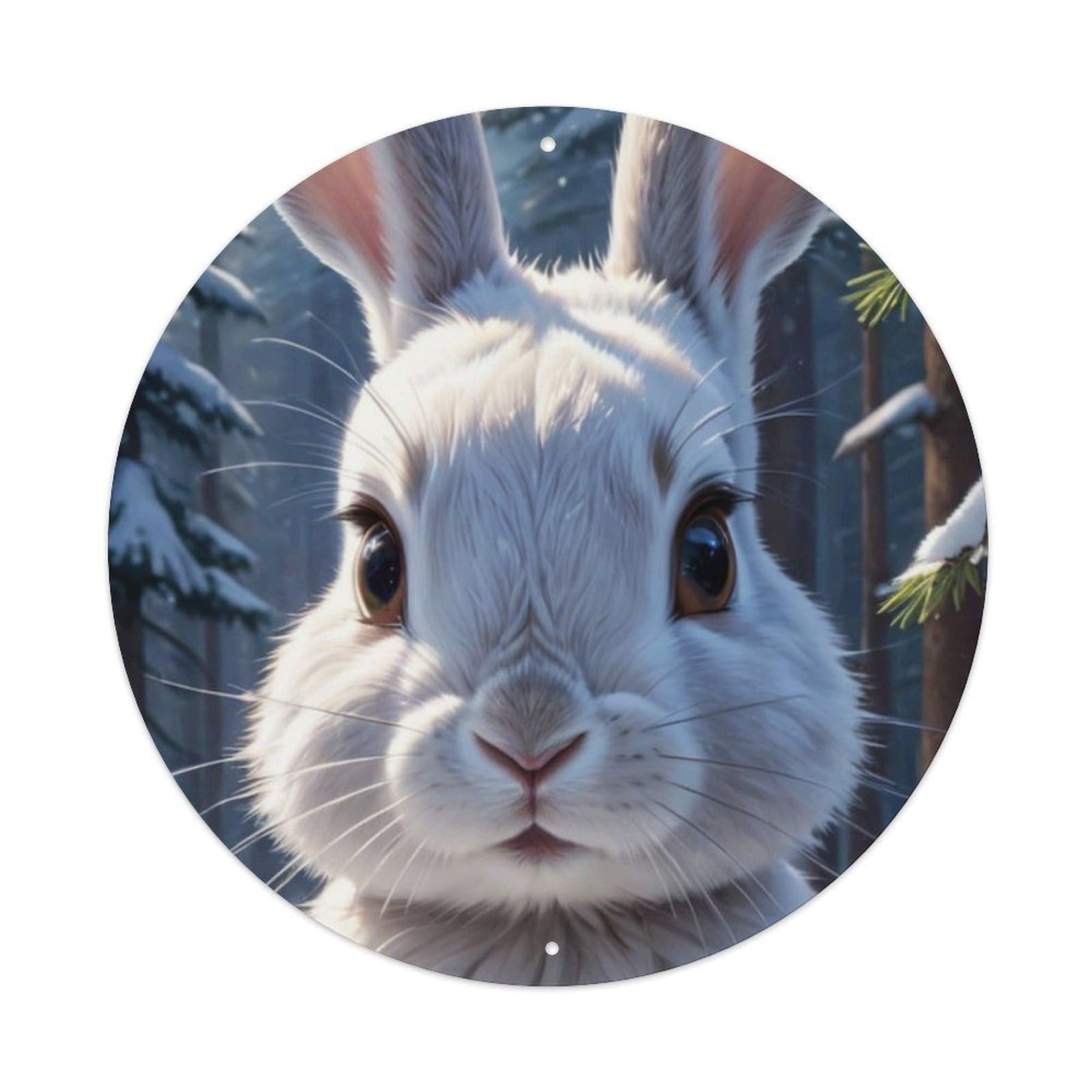 Animal Artwork Curious White Rabbit Vintage Metal Tin Sign Plaque Wall Decor for Cafe, Club Bar, Office, Garden Metal Poster 8x8Inch