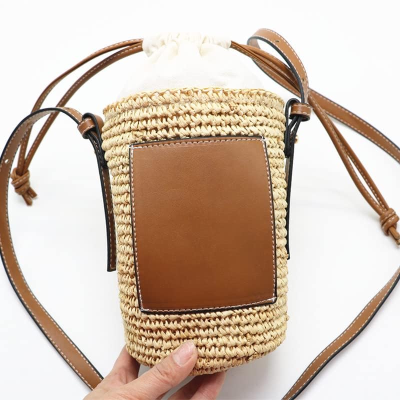 Women's Straw Bucket Bag, A Size, One Color, Spring Season, Casual Fashion, Unique Weaving Design4