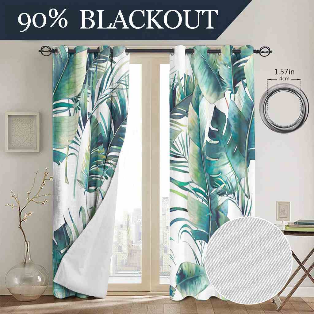 Amazon｜VISALUNA 遮光カーテン ヴィンテージスタイルの夏のヤシ