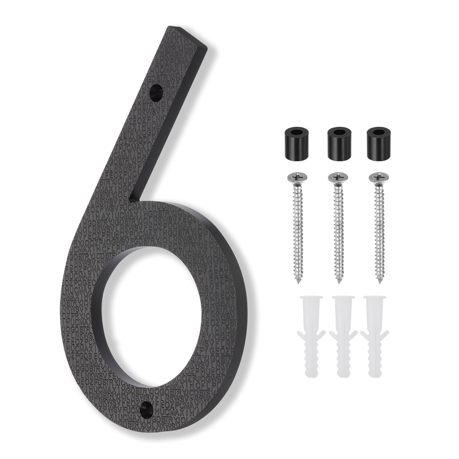 PATIKIL 10 Inch House Number, House Address Numbers Sign Large Floating Modern with Screws for Outside Door Wall Street, Black, 6