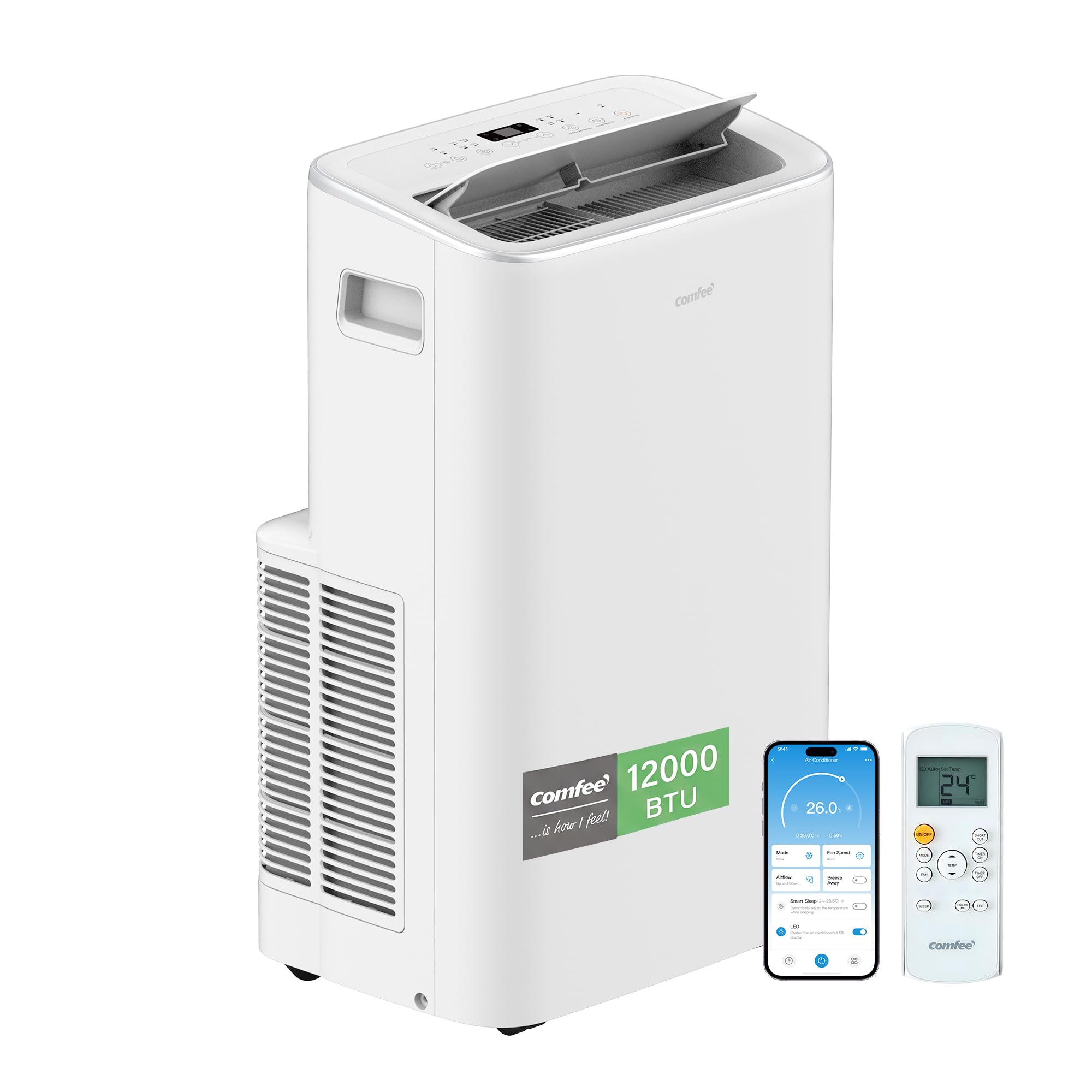 COMFEE Condizionatore Portatile 4-in-1, Potenza da 12000 BTU/ora, Raffrescamento, Ventilazione, Riscaldamento, Deumidificazione