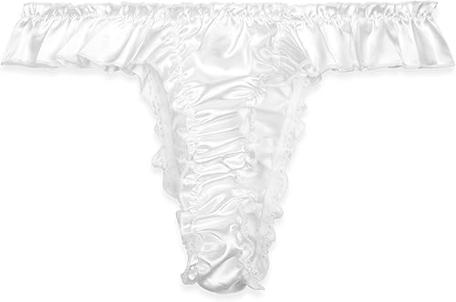 Vista 7 de Satini Tanga con volantes de satén para hombre