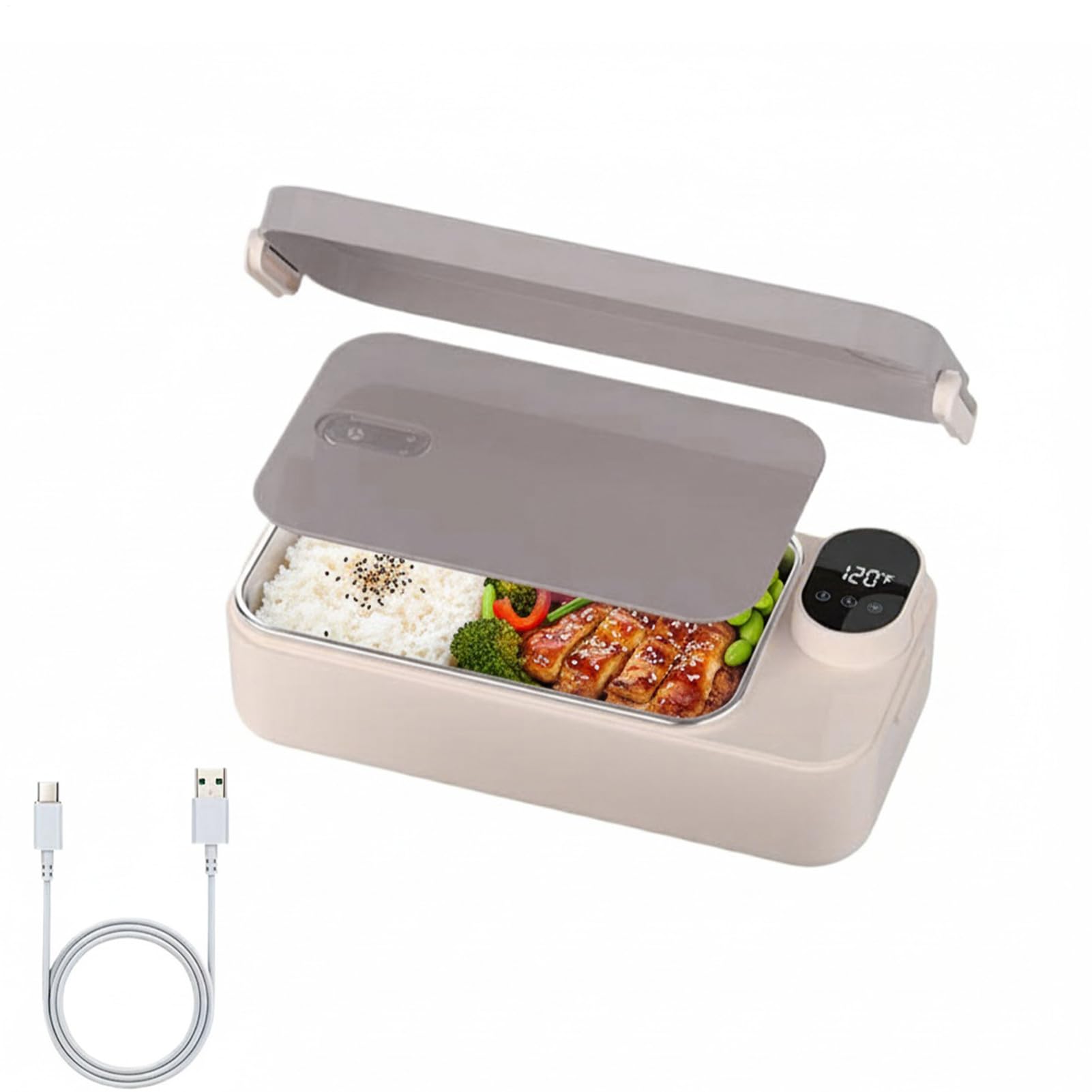 Zestivra Heated Lunchbox – Portable, Rechargeable, Stainless304 | Insulated BentoContainer, MealWarmer for Outdoor Worksites, Picnics, Recreation