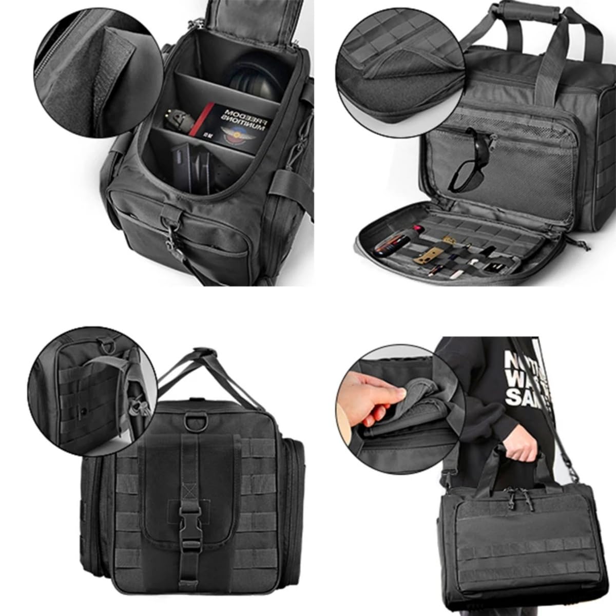 Peminkoo Bolsa de Tiro con Pistola táctica Sistema Molle Bolsa de Entrenamiento de Tiro Bolsa de Pistola Accesorios de Caza y Acampada Herramienta Mochila de Hombro