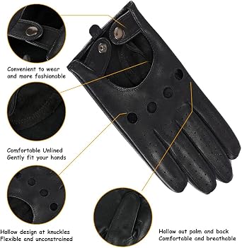 MGGMOKAY Mens Touchscreen Unlined Leather Driving Gloves