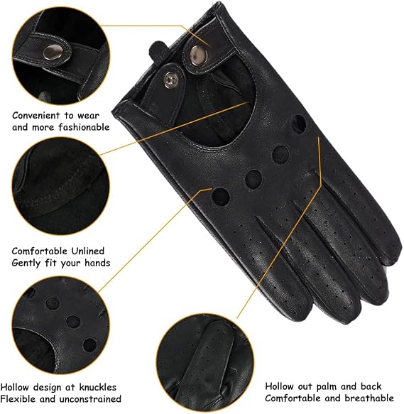 MGGMOKAY Mens Touchscreen Unlined Leather Driving Gloves