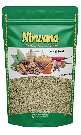 Nirwana Fennel Seed Saunf | عطري ولذيذ | مثالي للطهي والشاي وصحة الجهاز الهضمي | كيس 14 أونصة 396 جم