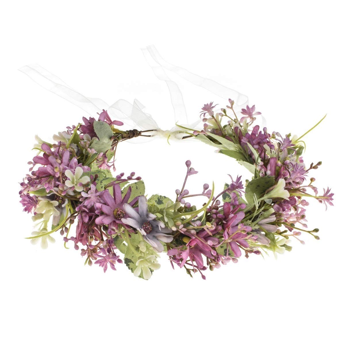 VividsunBoho Girl Flower Crown Floral Headpiece Wedding Festivals Photo Props (Purple)