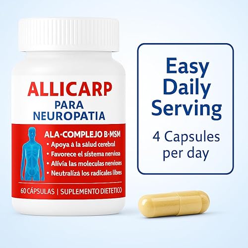 Miniatura 5 de Allicarp Para Neuropatia, Tratamiento de Neuropatía con Ácido Alfa Lipoico (ALA), Metilsulfonilmetano (MSM), Vitaminas Complejo B6 B12 C D3 E, para