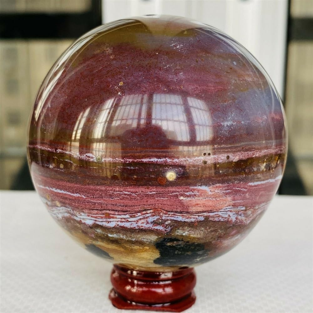 DPURPIWADY Marine Jasper Sphere Polishend Quartz Crystal Ball Ornaments (Size : 100-120mm)