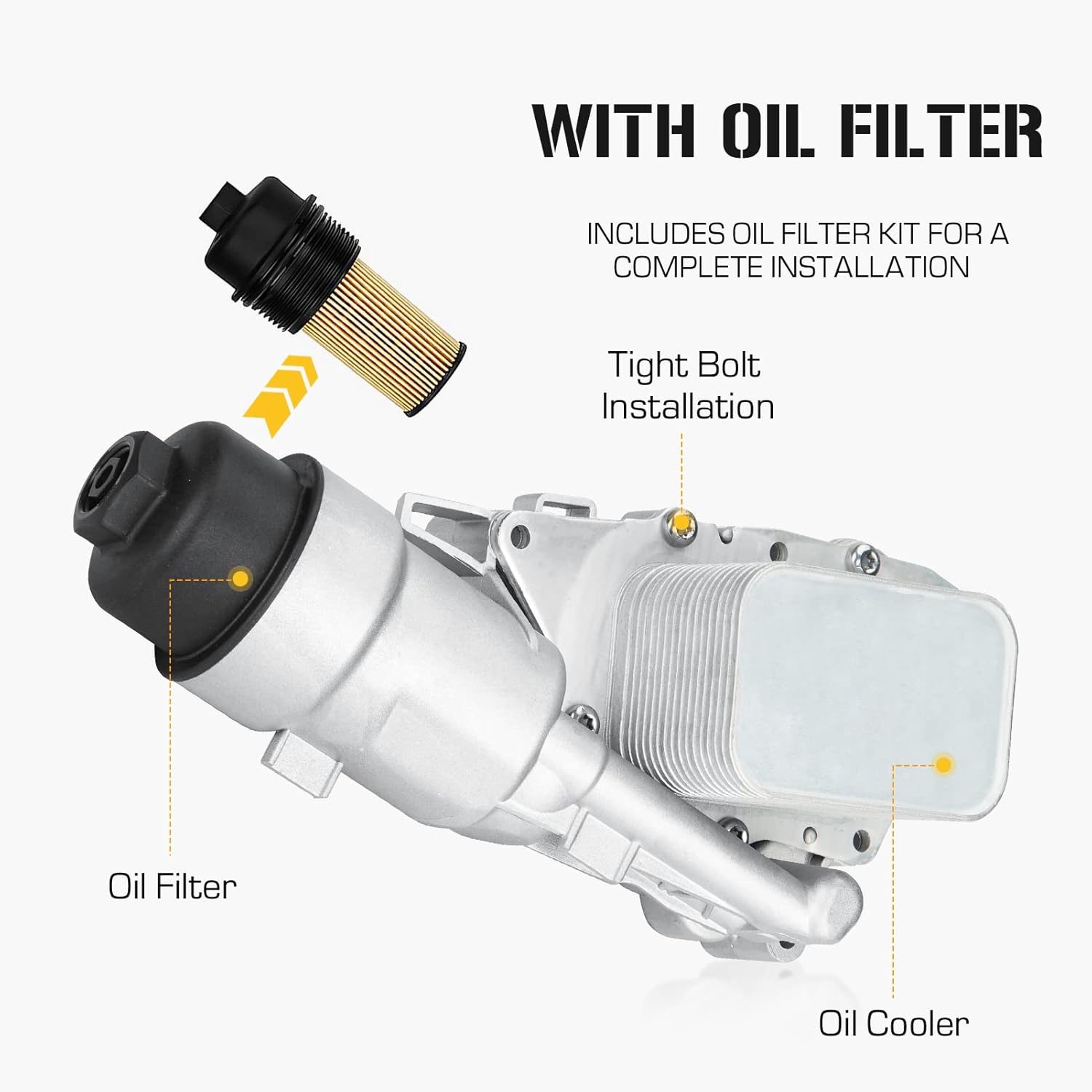 Youxmoto Aluminum Engine Oil Cooler Filter Housing Assembly, Fits for Mini Cooper 2014-2019, 17-19 for Countryman Clubman; 14-20 Fits for BMW i8 X1 X2 1.5L 2.0L, Fits 11428585235