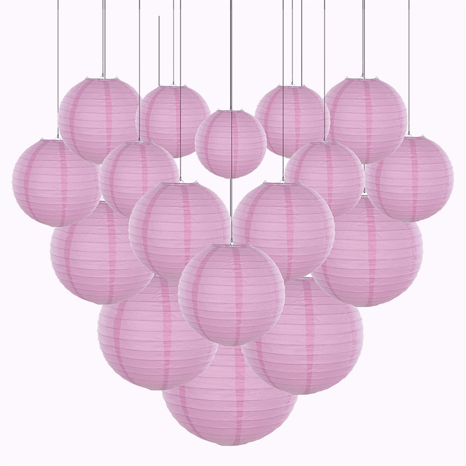 Festival de farolillos 20 piezas/lote tamaño de mezcla 6 '' - 12 '' farolillos de papel rosa bola de papel chino para decoración colgante privada de boda (color: blanco)