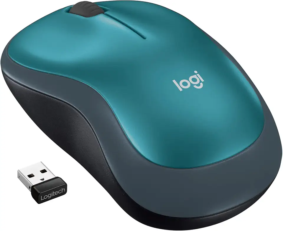 Mouse sem fio Logitech M185 2.4GHz com receptor USB, Design Ambidestro Compacto, Conexão USB e Pilha Inclusa - Azul