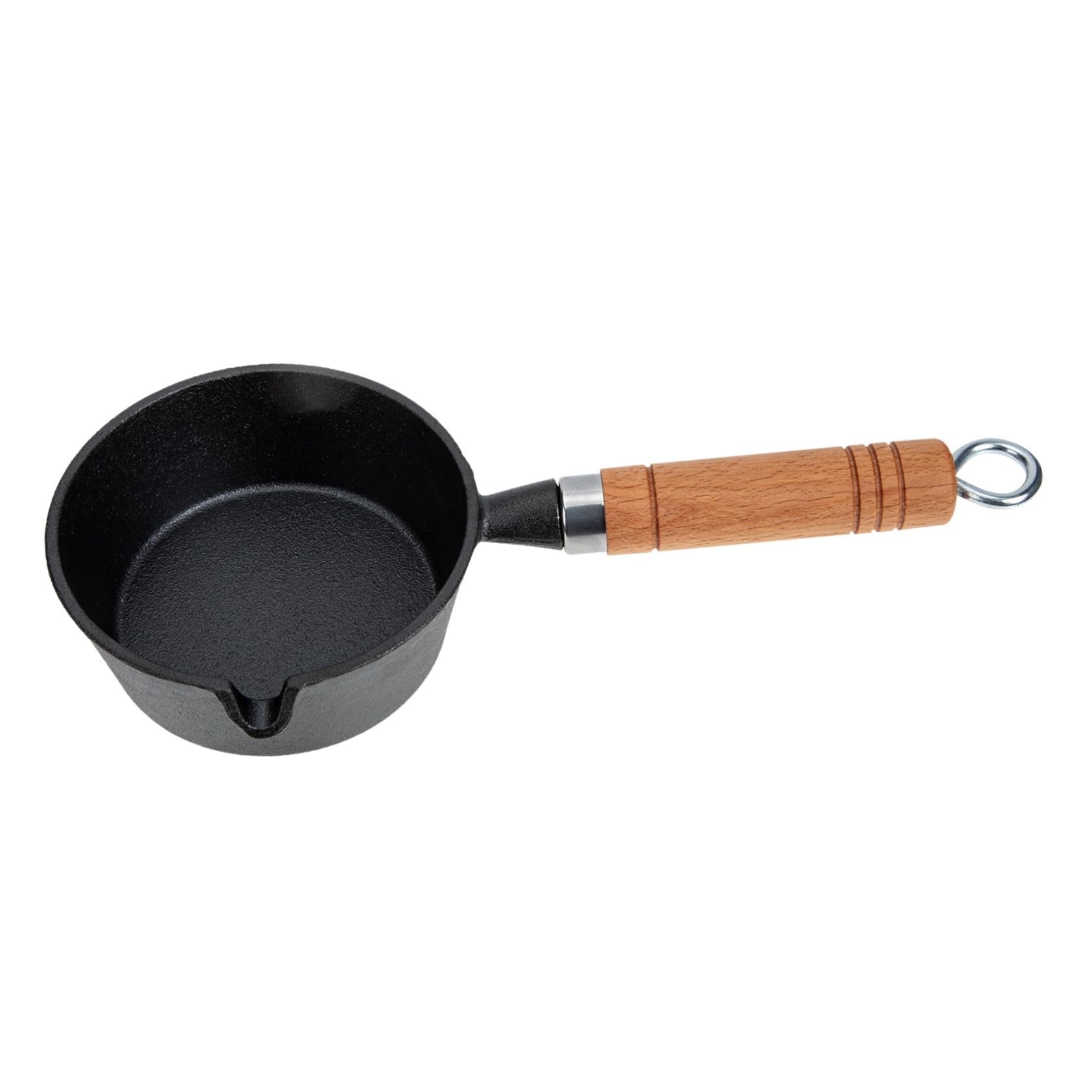 GANAZONO Padella in Ferro Manico in Legno Padellino per Olio Bollente Piccola Pentola per Sciogliere Burro e Cottura Veloce in Cucina Domestica