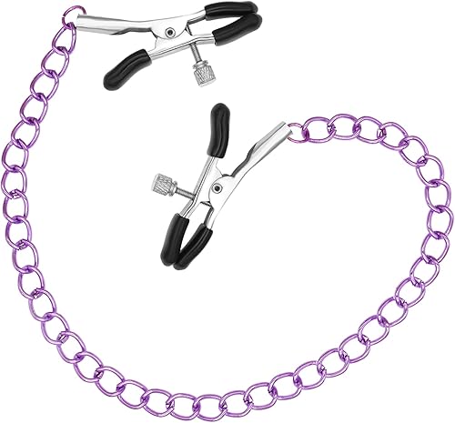 Pinzas de pezón para mujer abrazaderas de presión ajustable de acero inoxidable color plateado morado no perforante clip decorativo para placer