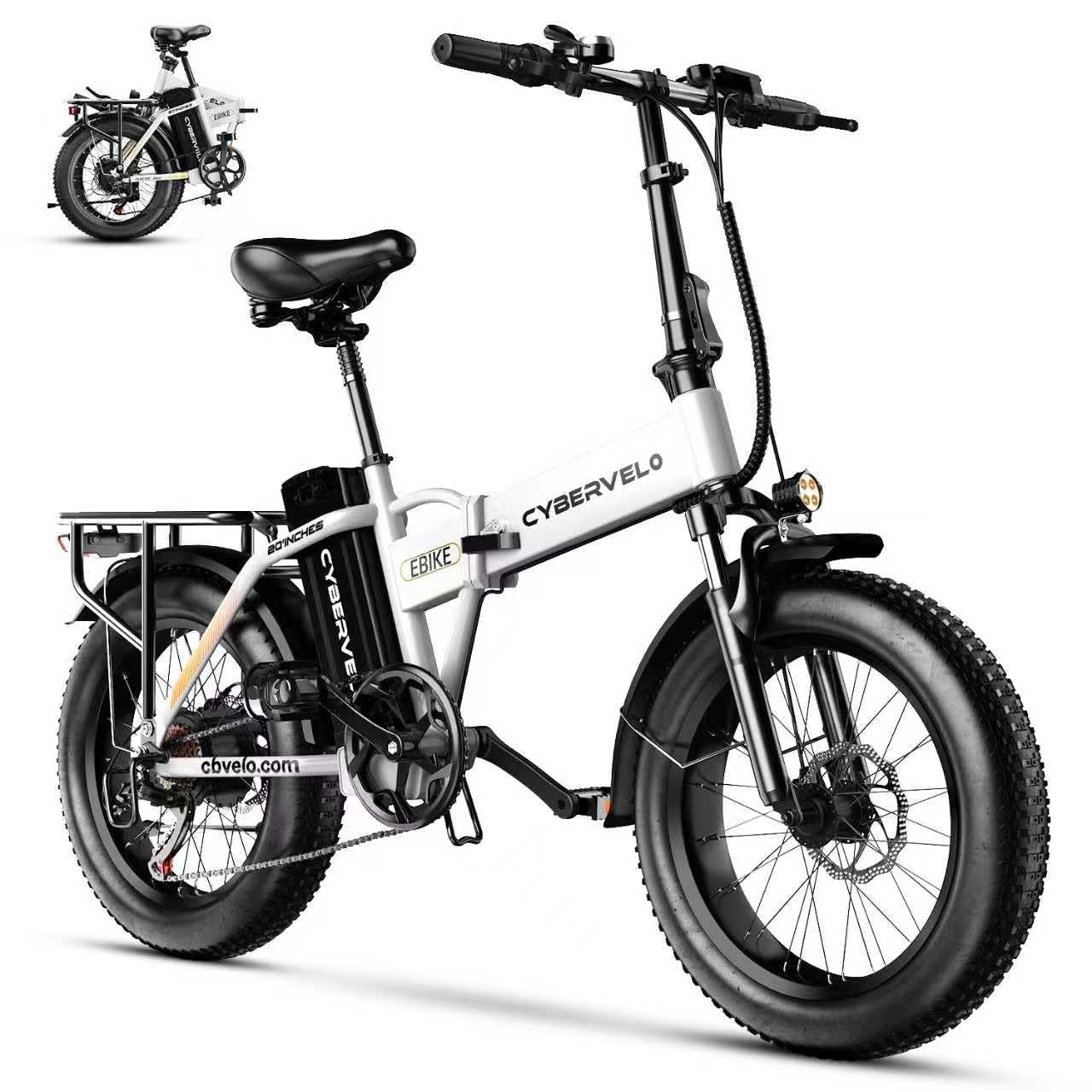 1000W Folding Electric Bike, 48V 20.8AH Large Removable Battery E-Bike, 30+MPH, 80 Miles Max Range, 20" Fat Tire Electric Bike for Adults, Adult Electric Bicycles for Commute