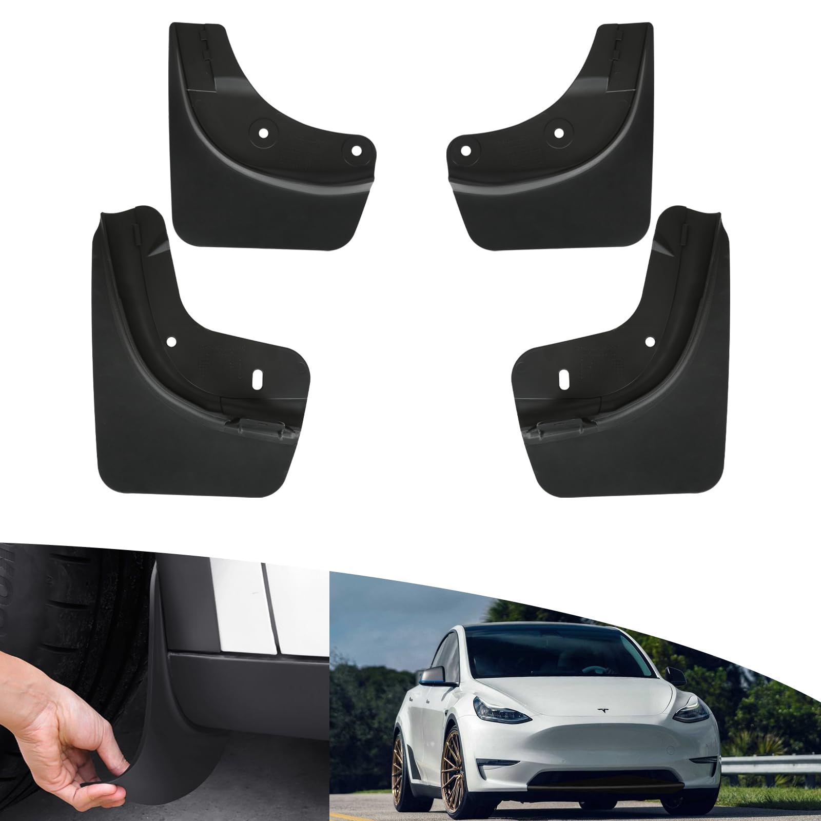 Mud Flaps for Tesla Model Y Accessories 2024 OEM Version Tire Splash Guards for Model Y 2020-2024 No Drilling Splash Guard 4Pcs