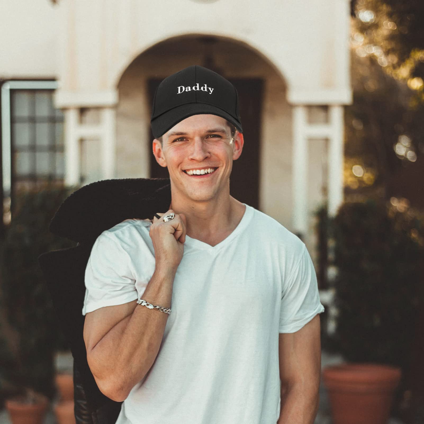 Papa Baseballmütze Sommer Strandmütze Baseballmützen Für Herren Sonnenhut Laufende Mütze Kappen Schwarze Kappe Roter Hut Pferdeschwanz-Hut Freizeithut Babymütze Black Stoff