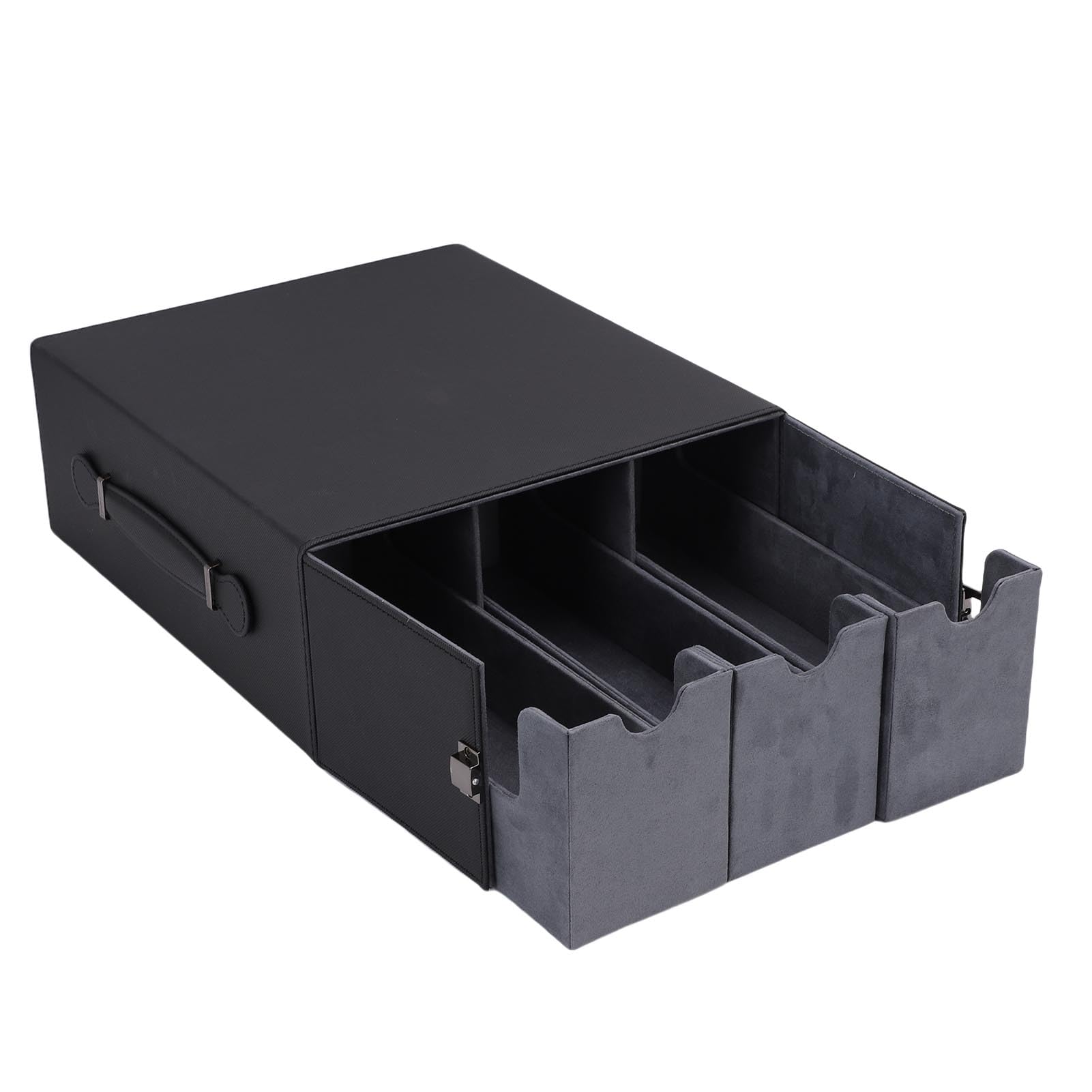 Caja Almacenamiento Cartas Coleccionables con Piel PU, Gran (GRAY)