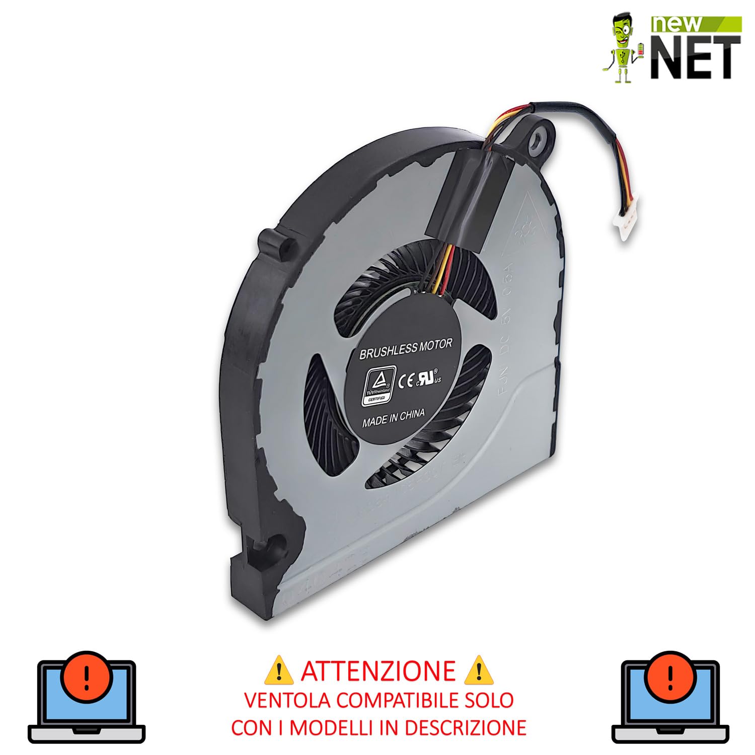 New Net - Ventola CPU Fan compatibile con Acer Aspire 3 A315-23, A315-23G, A315-31, A315-32, A315-33, A315-41, A315-41G, A315-42, A315-42G, A315-51, A315-52 [4 pin - 5 V]