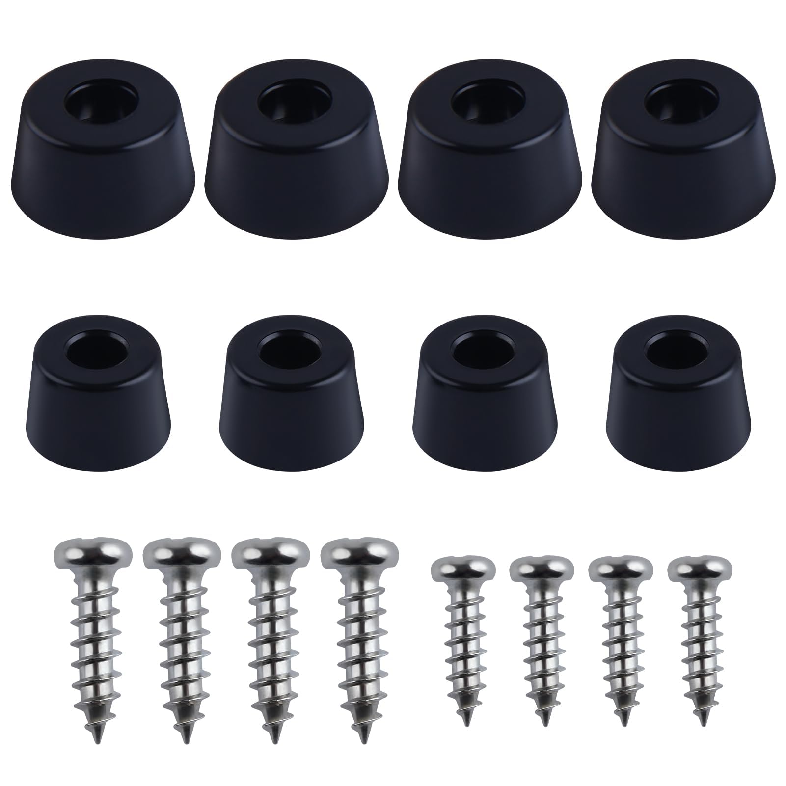 GOLD DEER 16 PCS Rubber Cutting Board Feet with Stainless Washer and Screws Black Round Non Slip Rubber Feet for Chairs Furniture Electronics & Application 2 Sizes(0.5“ H x 1”,0.5“ H x 0.78”)