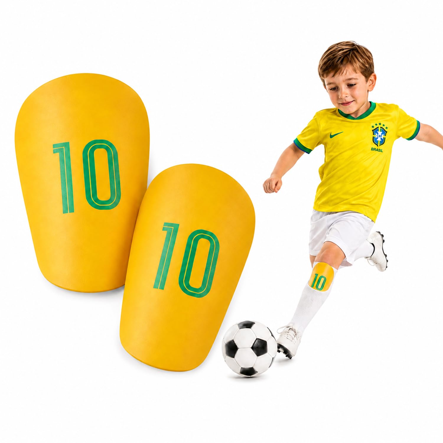 Mini Shin Guards for Football Kids, Lightweight Small Football Shin Pads Protective Gear for Youth Soccer Training, EVA Cushioning Breathable Comfortable Durable Shin Guard - Yellow (S)-image-35