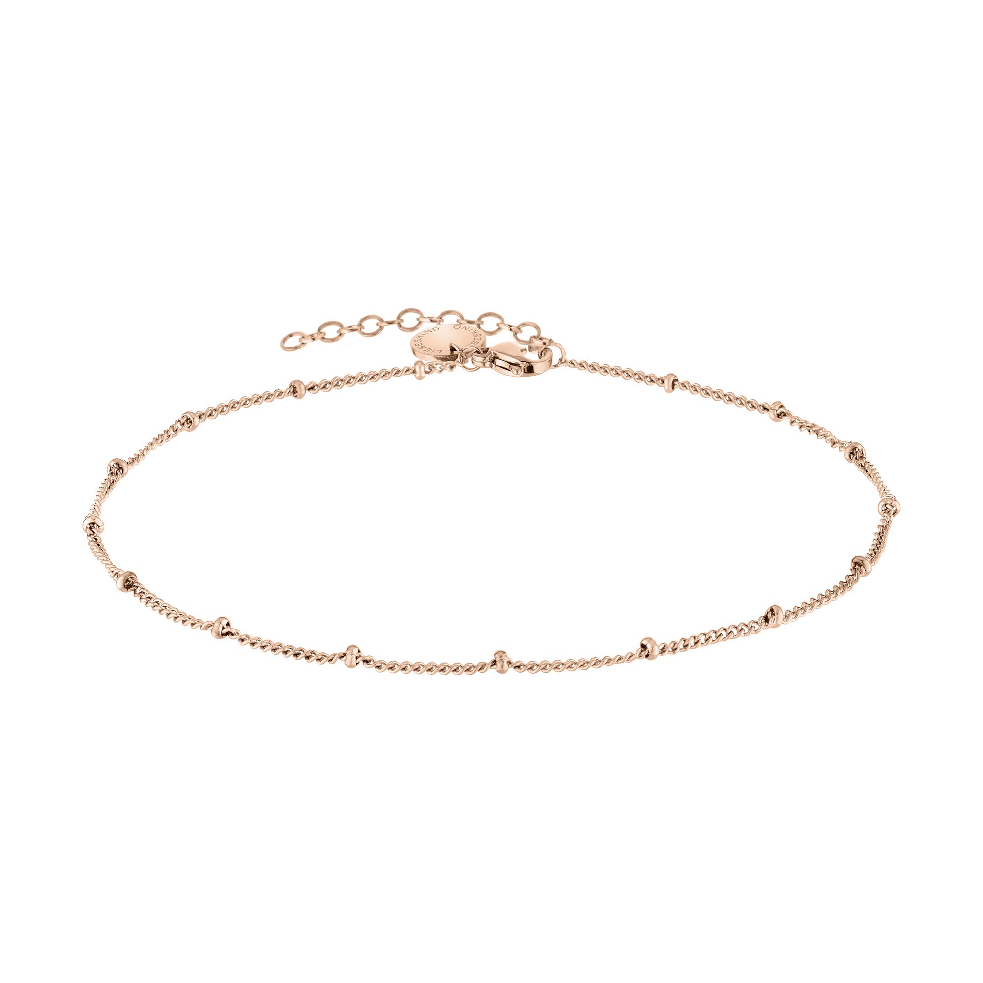 Liebeskind Filigree Anklet with Logo Pendant, 27 cm, Stainless Steel, No gemstone.