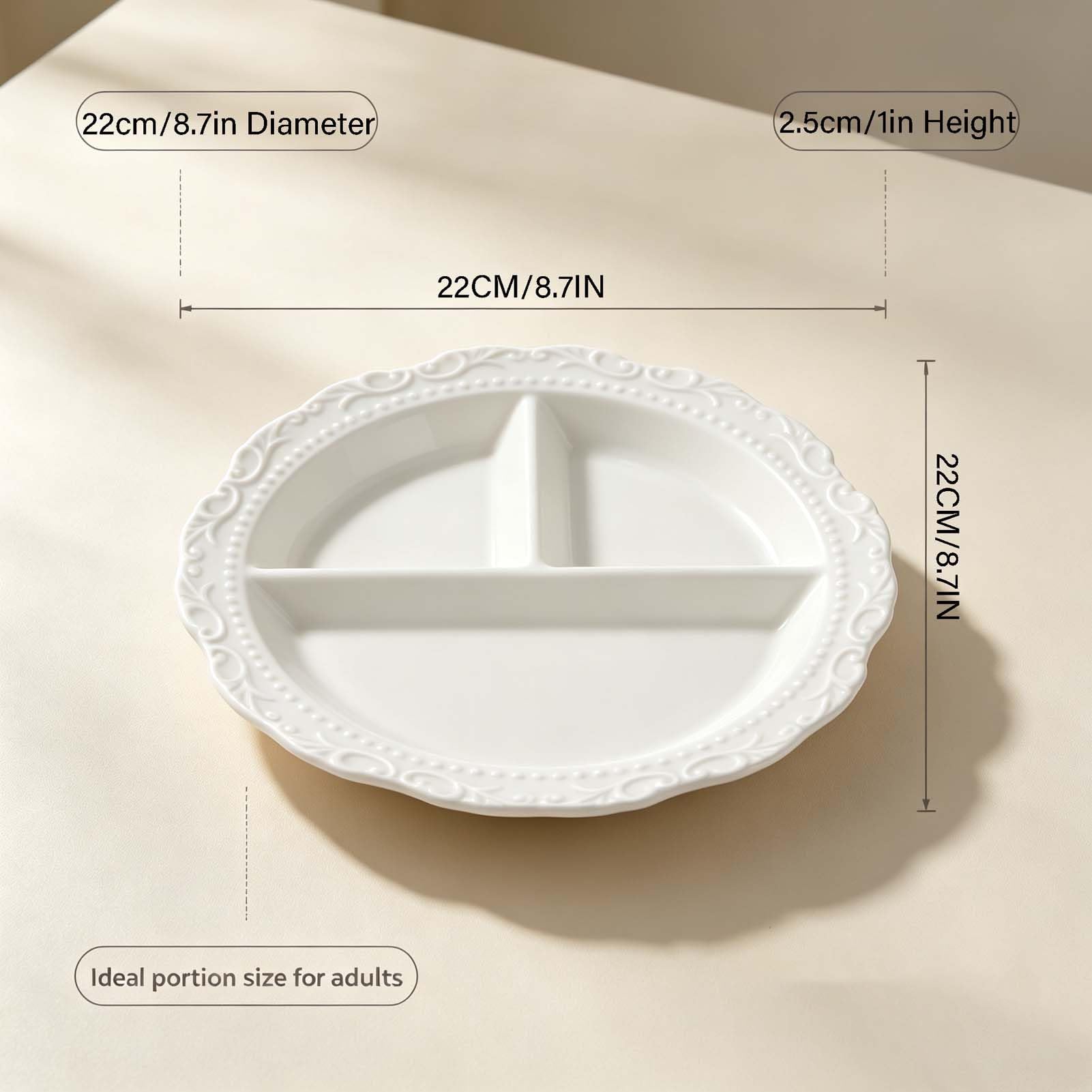 Piatto Compartimentato in Ceramica, Piatto Diviso per Alimenti, Piatto Servizio Tavola, Vassoio Snack con Sezioni Separate, Forma Moderna, Perfetto per Contorni, Antipasti E Dolci