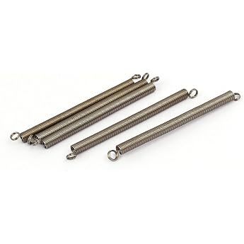 sourcingmap 0.5mmx4mmx60mm 304 Stainless Steel Tension Springs Silver Tone 5pcs