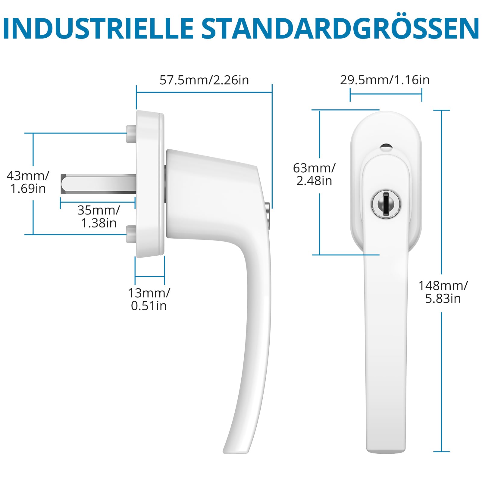 AUTOUTLET Fenstergriffe abschließbar, 10pcs Fenstersicherung Kinder Fensterschloss Aluminium in Stiftlänge 35mm, abschliessbarer Fenstergriff mit 20 Schlüsseln für Fenstertür Balkontür usw (Weiß)