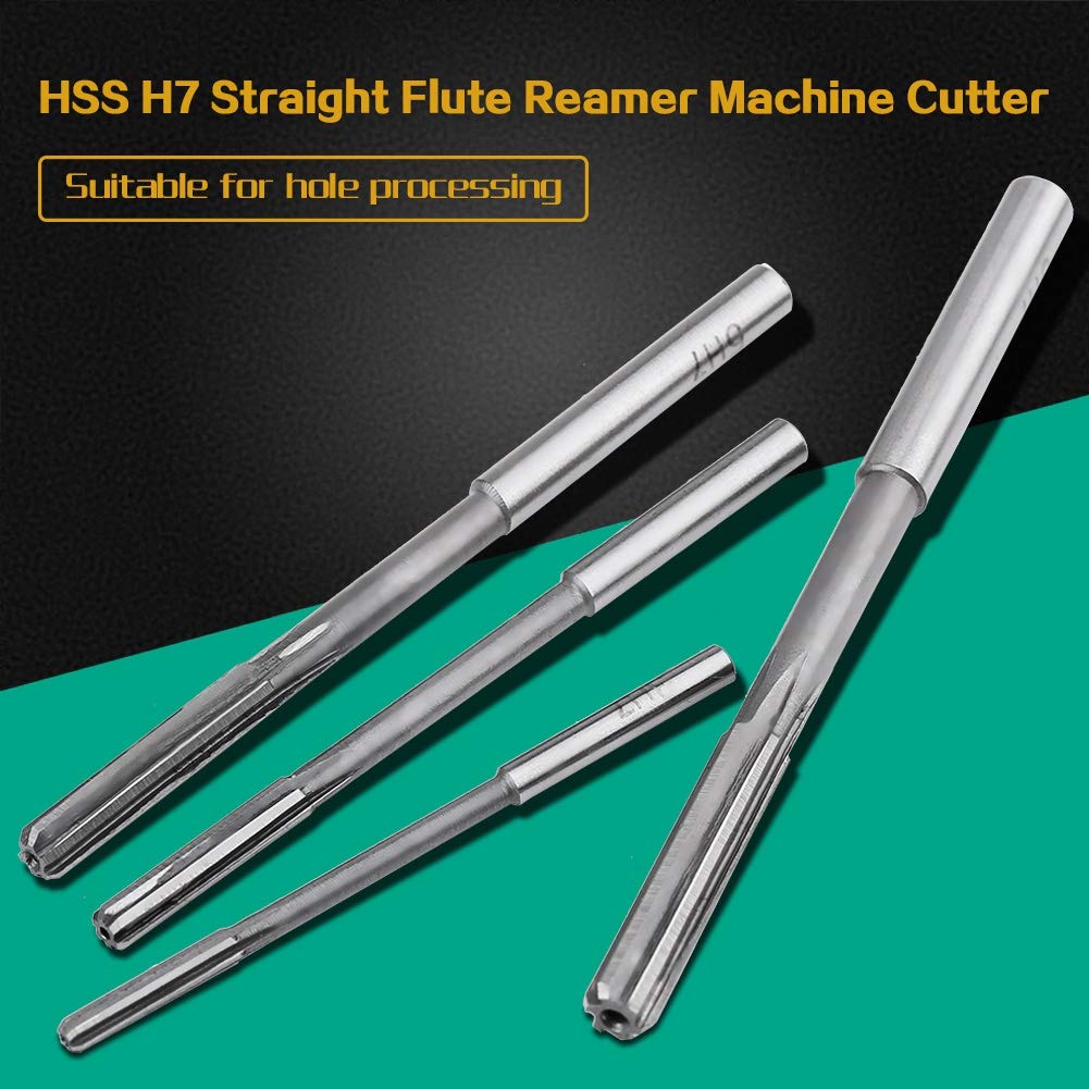 10Pcs Machine Reamer Set,3/4/5/6/7/8/9/10/11/12mm Blades,HSS H7 Straight Flute Reamer Machine Cutter for Bore Machining, Installed in Drilling Machine etc.