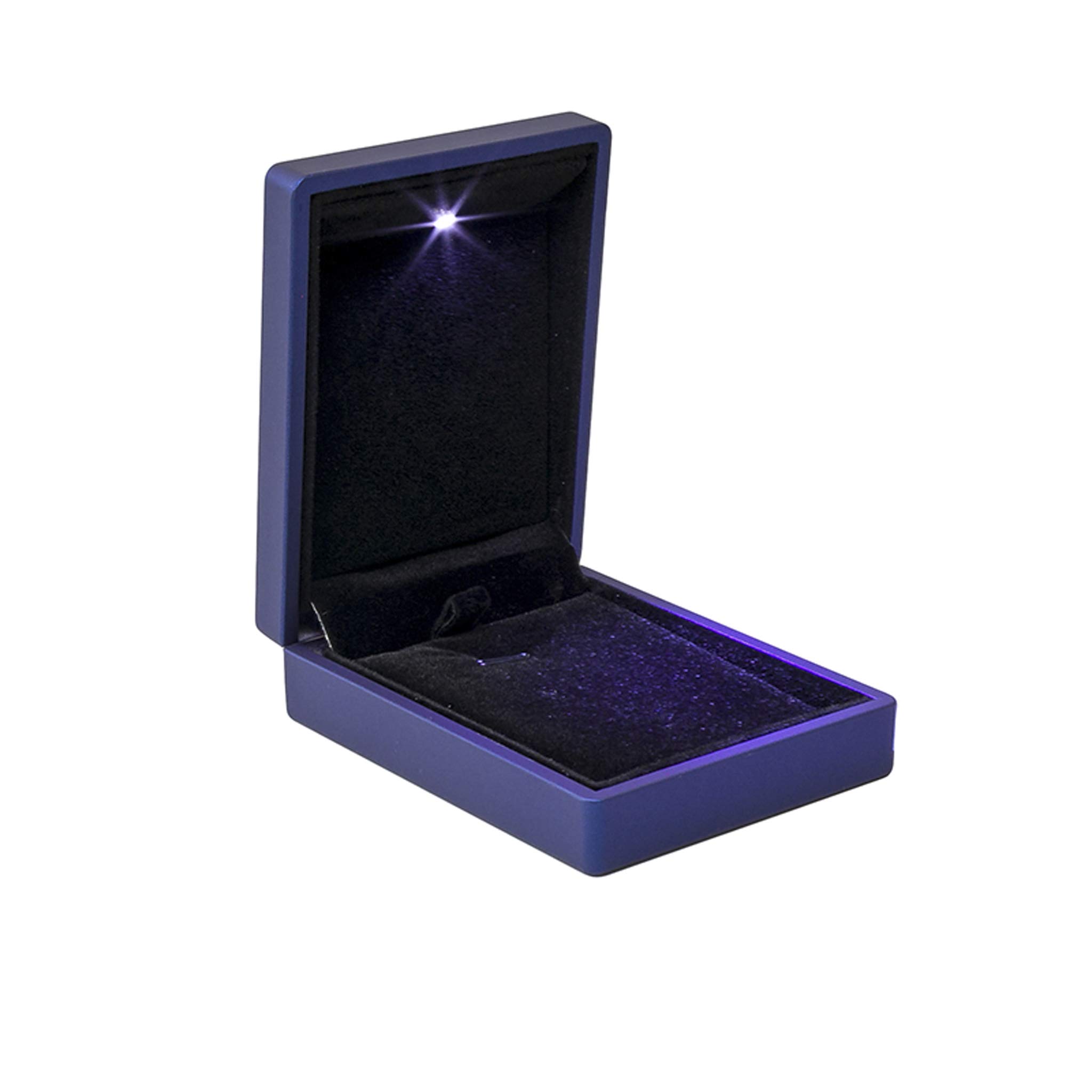 Led Light Earrings pendant necklace Coin Jewellery Gift Boxes Blue Storage Case with LED Light for Proposal,Engagement,Wedding.