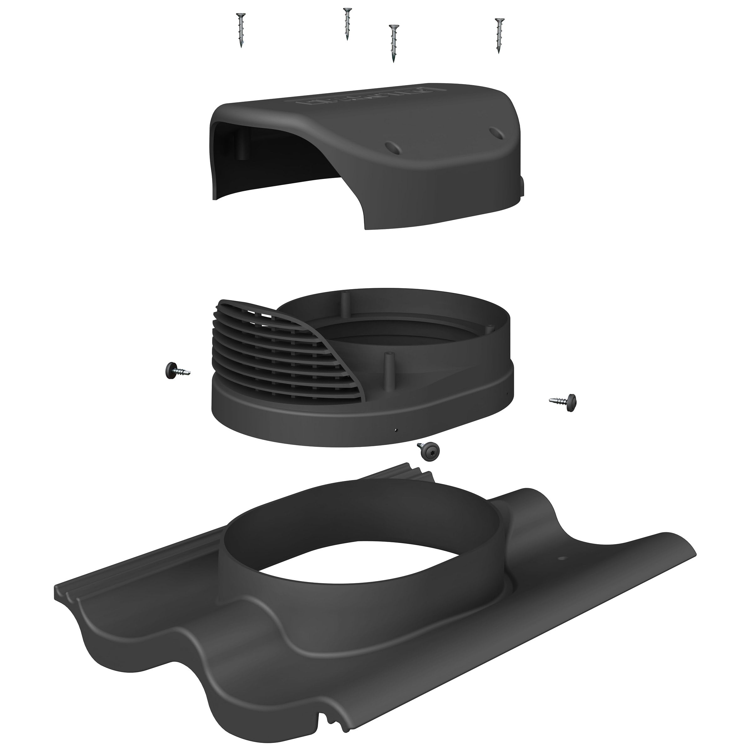 Cheminée de Ventilation plat pour couverture de toit plat - Extracteur de toit - Tuile de ventilation (RAL 7016 - Anthrazite)