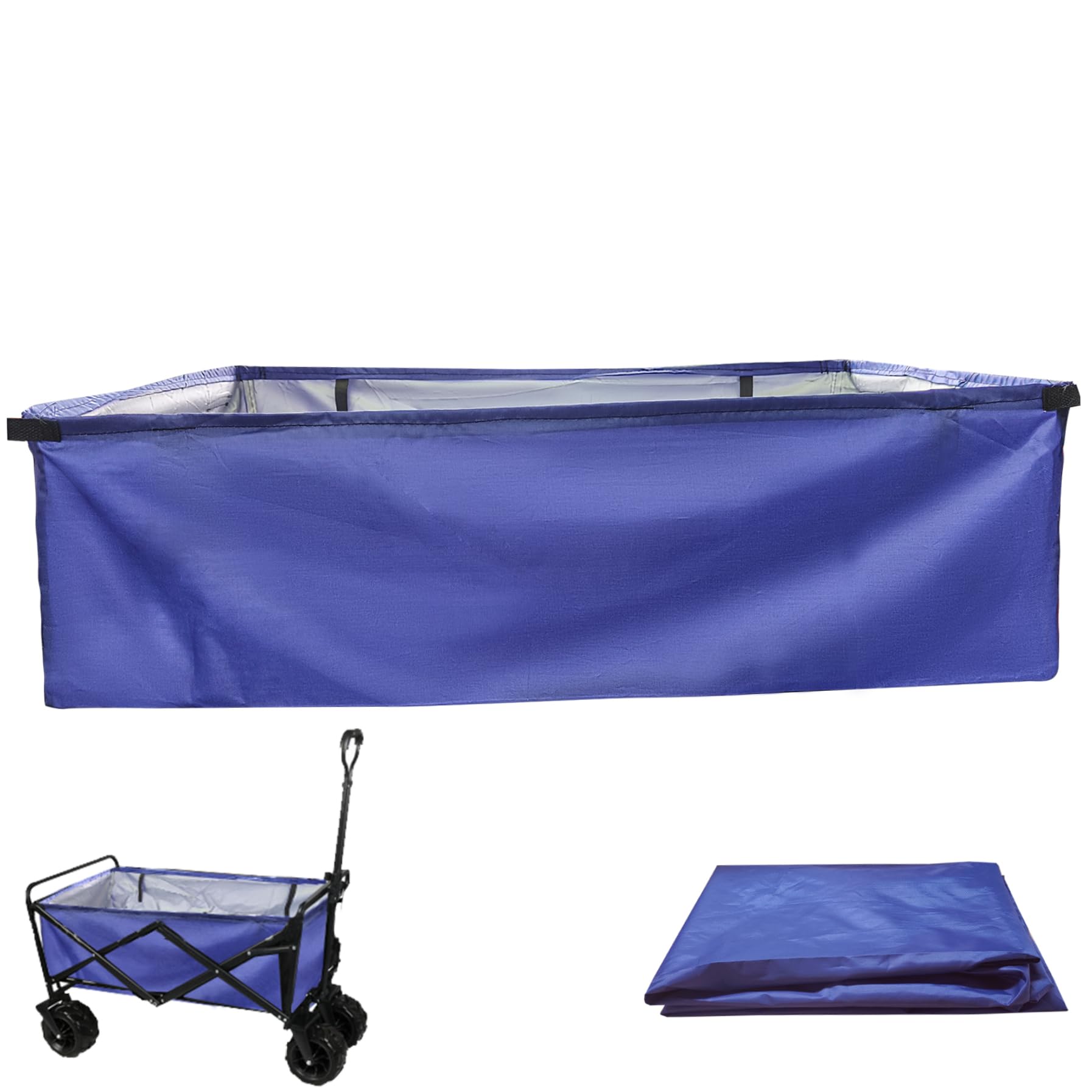Wagon Liner 33.5x10x20 Inch Waterproof Shopping Cart Liner with Side Pockets Folding Wagon Lining Cloth Bag Replacement Fit Most Foldable Shopping Cart Cover Sto