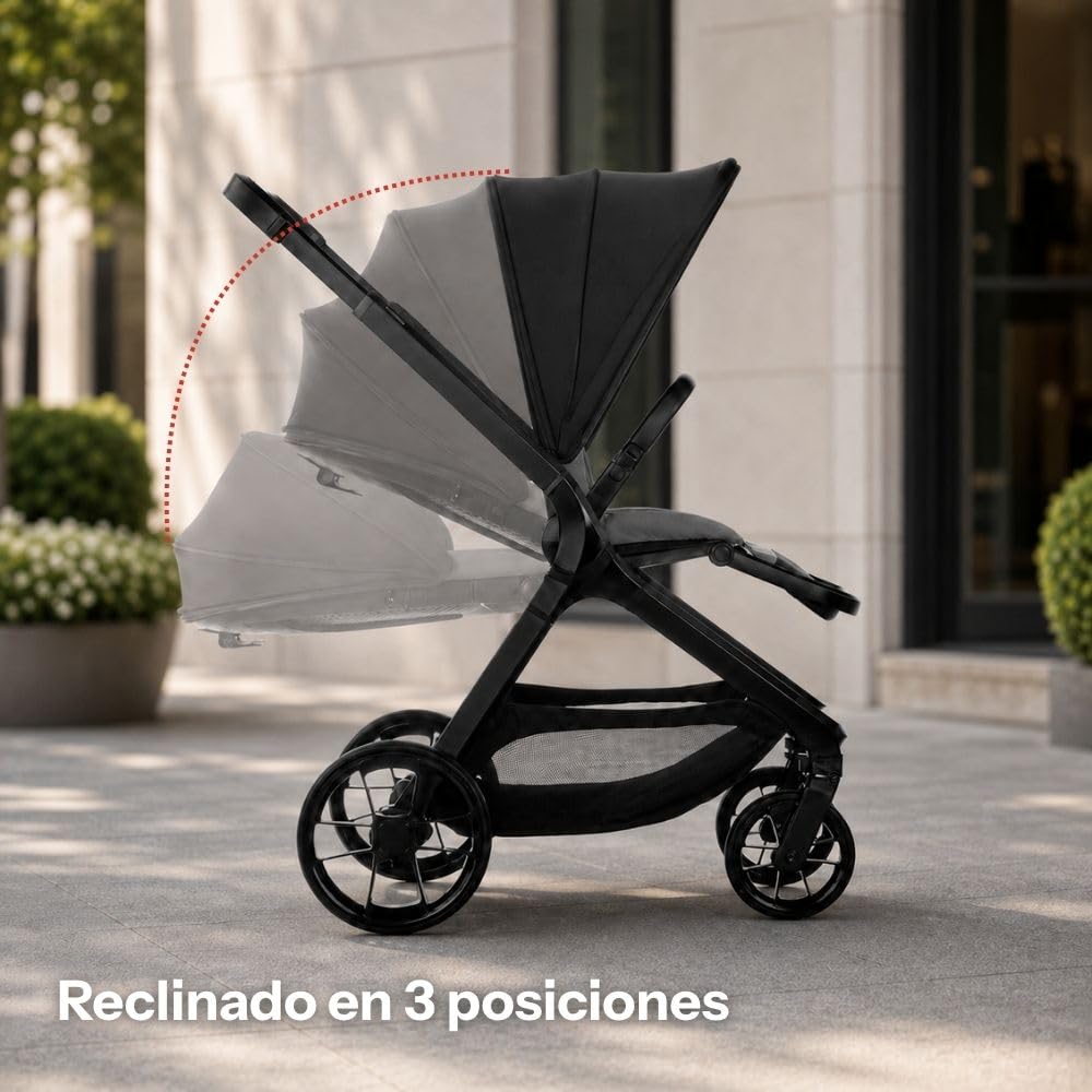 Be Cool Kombo, Cochecito Bebé 2 Piezas con Capazo Rígido Elevable y Silla de Paseo Reversible, Plegado con una Mano, Desde el Nacimiento hasta 22 kg, Azul