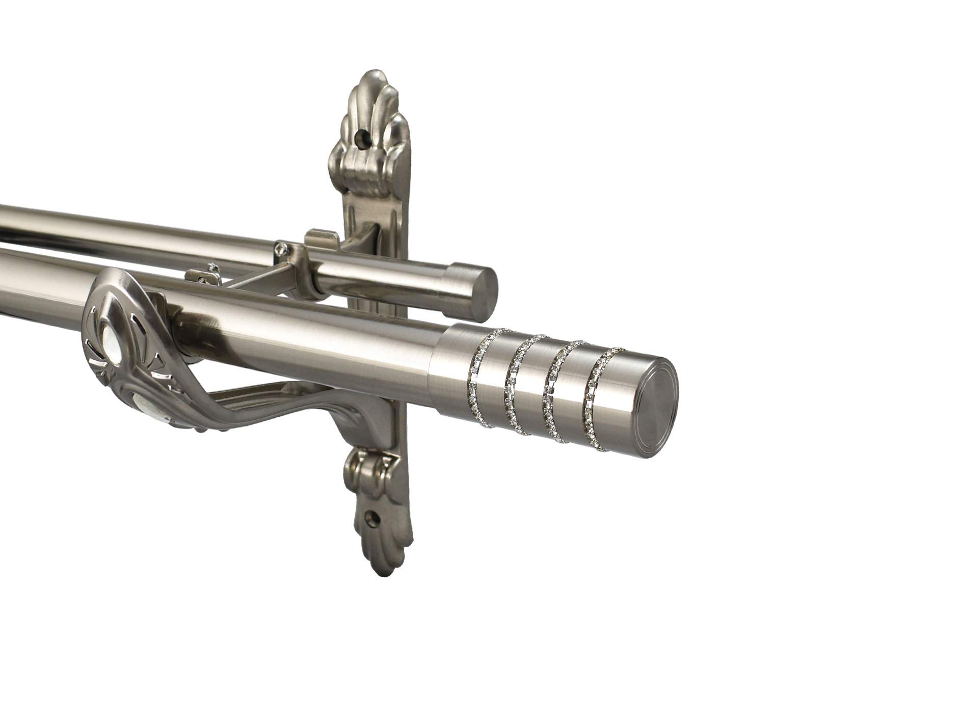 Yho Malmo Eyelet Metal Barocco Double Curtain Pole Rod Diameter 28Mm 19Mm Brushed Chrome (, 3M)