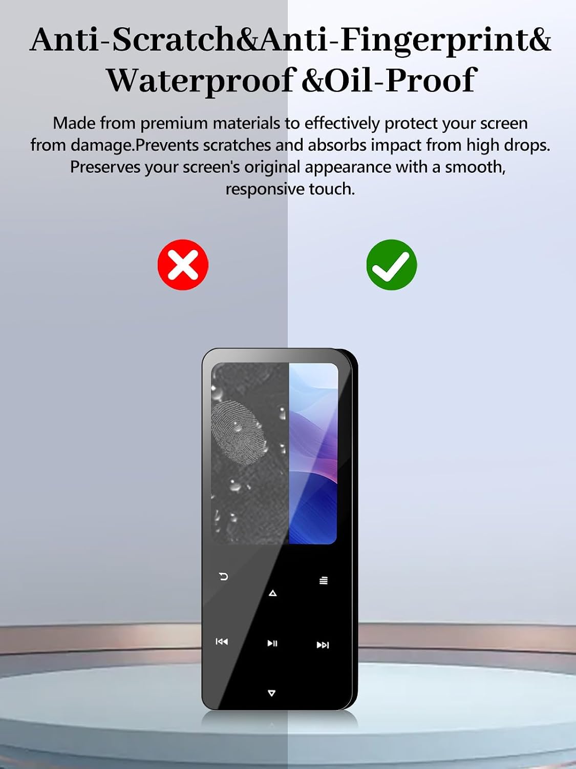 2-Pack Screen Protector for Picxiul PC-MP3-001 MP3 Player, 6H Hardness Tempered Glass, Anti-Fingerprint,Anti-Scratch, Easily Installation, HD Clear image 4