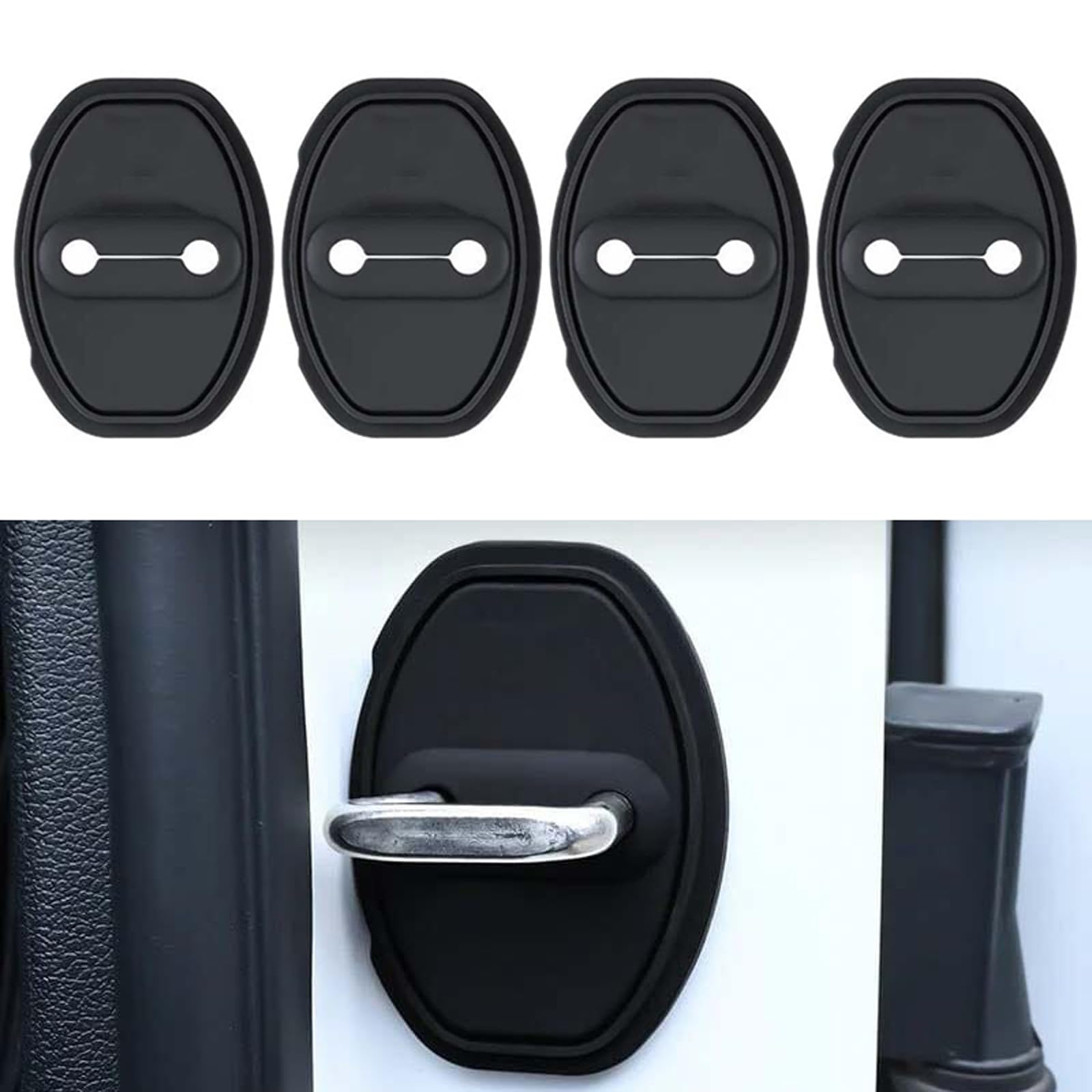YDSTNiu 4 Pcs Vehicle Door Lock Striker Plate Protector Cover for BMW iX1 (U11 BEV) 2022-2024, Auto Door Latch Catch Guard Soft Silicone Door Lock Shell Cap
