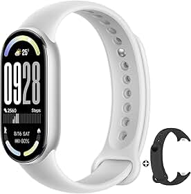 Xiaomi Smart Band 10 - Pulseira inteligente, autonomia de até 21 dias, tela AMOLED de 1,72", taxa de atualização de 60 Hz, 5 ATM, sensor de frequência cardíaca, app Mi Fitness, cor prata (versão ES)