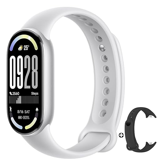 Xiaomi Smart Band 10 - Pulseira inteligente, autonomia de até 21 dias, tela AMOLED de 1,72", taxa de atualização de 60 Hz, 5 ATM, sensor de frequência cardíaca, app Mi Fitness, cor prata (versão ES)